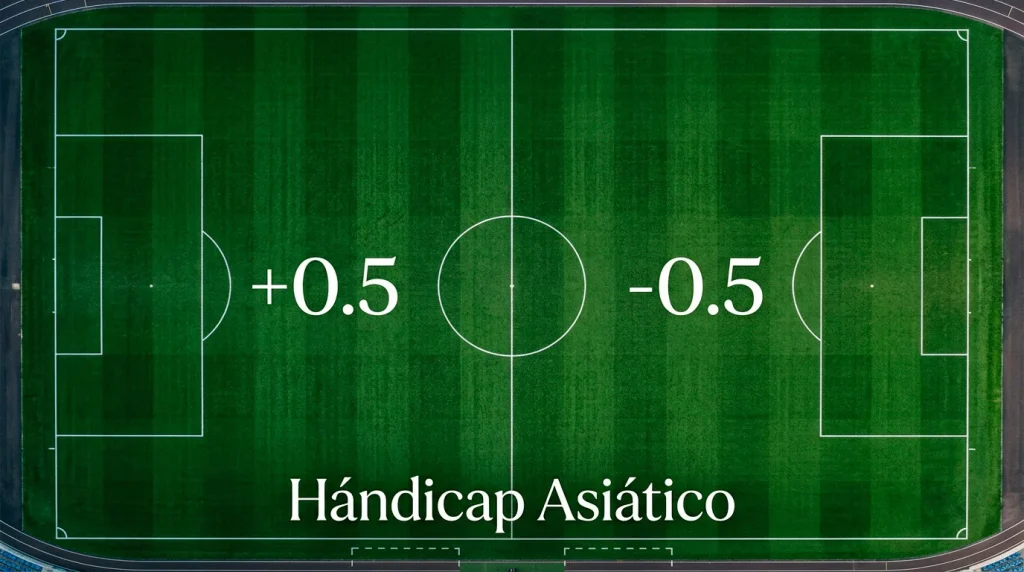 Campo de futbol de la Ligue 1 dividido en dos mitades con numeros de handicap sobreimpresos