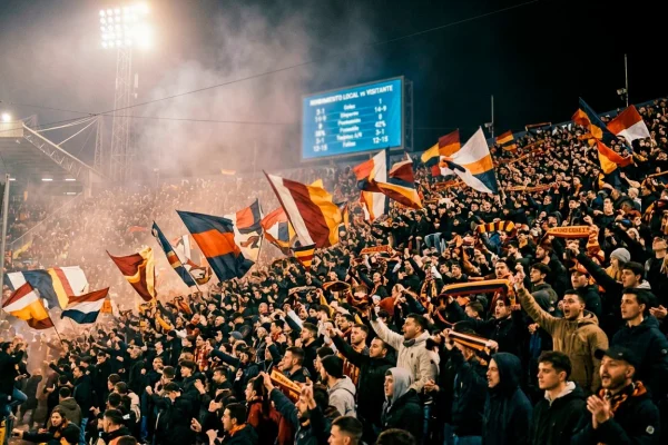 Grada llena de aficionados animando en un estadio de futbol de la Ligue 1 durante un partido de liga